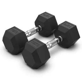 10KG Rubber Hex Dumbbell Pair (Limited Stock)