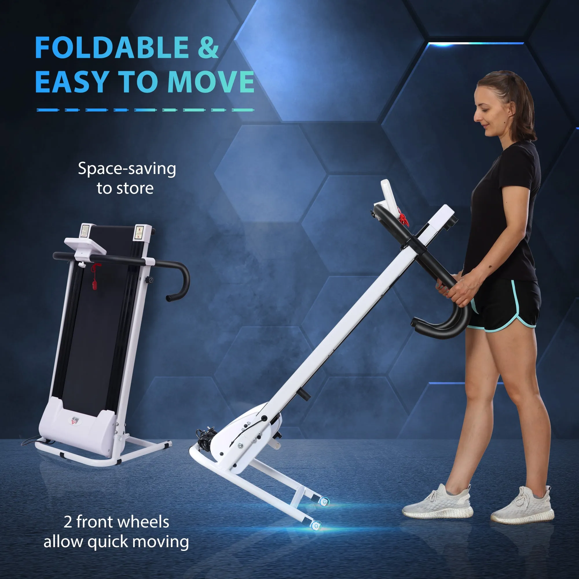 1.25HP Electric Motorised Treadmill Folding Running Machine Home Fitness Gym Exercise Indoor Use - 1 to 10 km/h