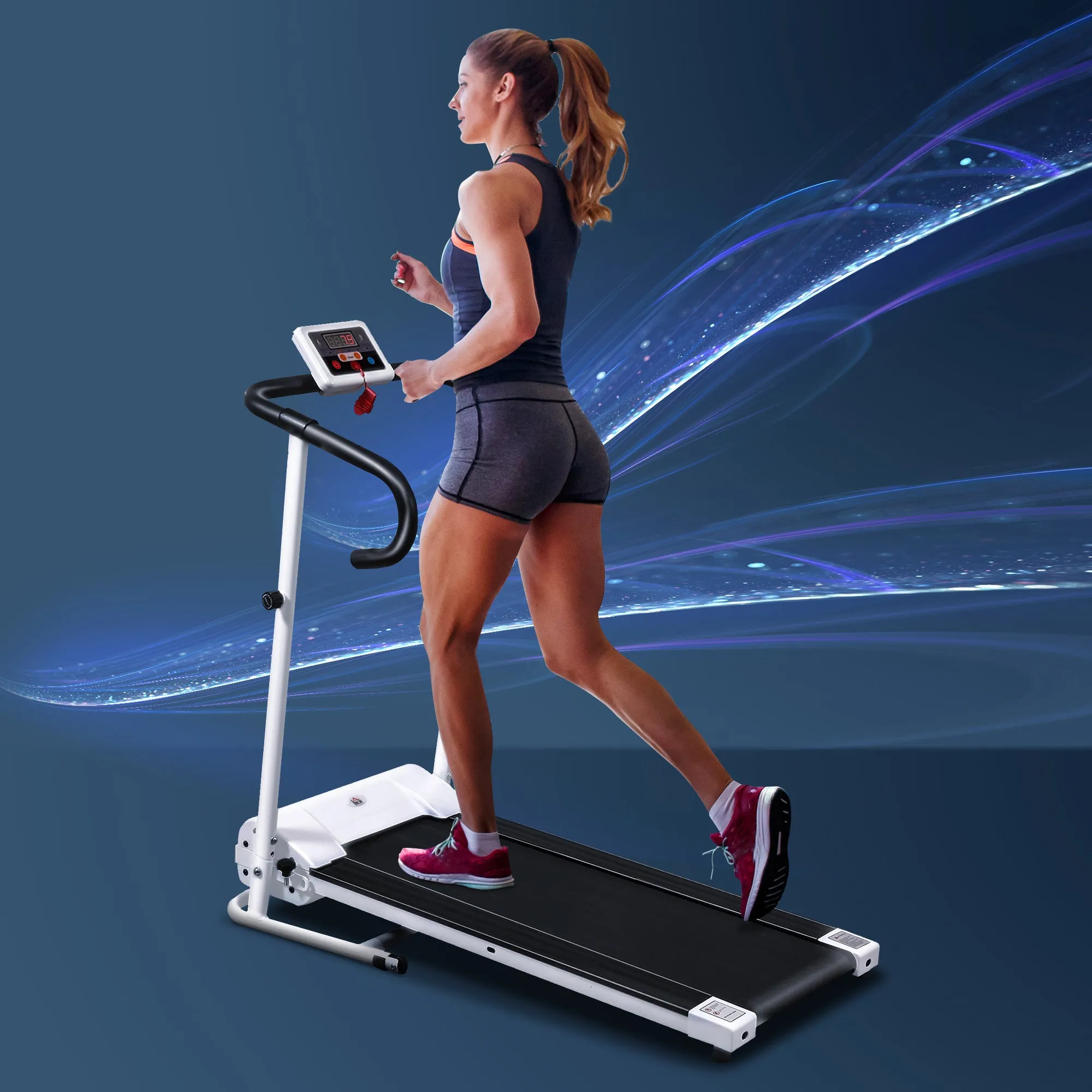 1.25HP Electric Motorised Treadmill Folding Running Machine Home Fitness Gym Exercise Indoor Use - 1 to 10 km/h