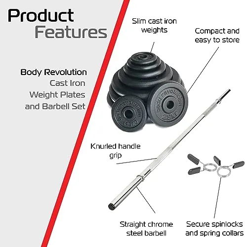 1.2m 1" Barbell and Cast Iron Weight Plate Sets