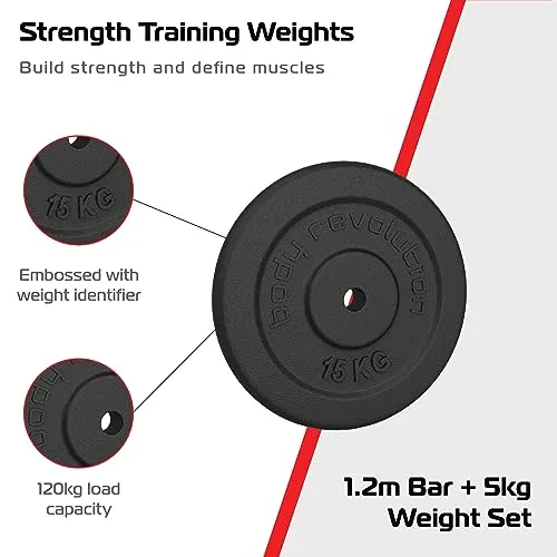 1.2m 1" Barbell and Cast Iron Weight Plate Sets