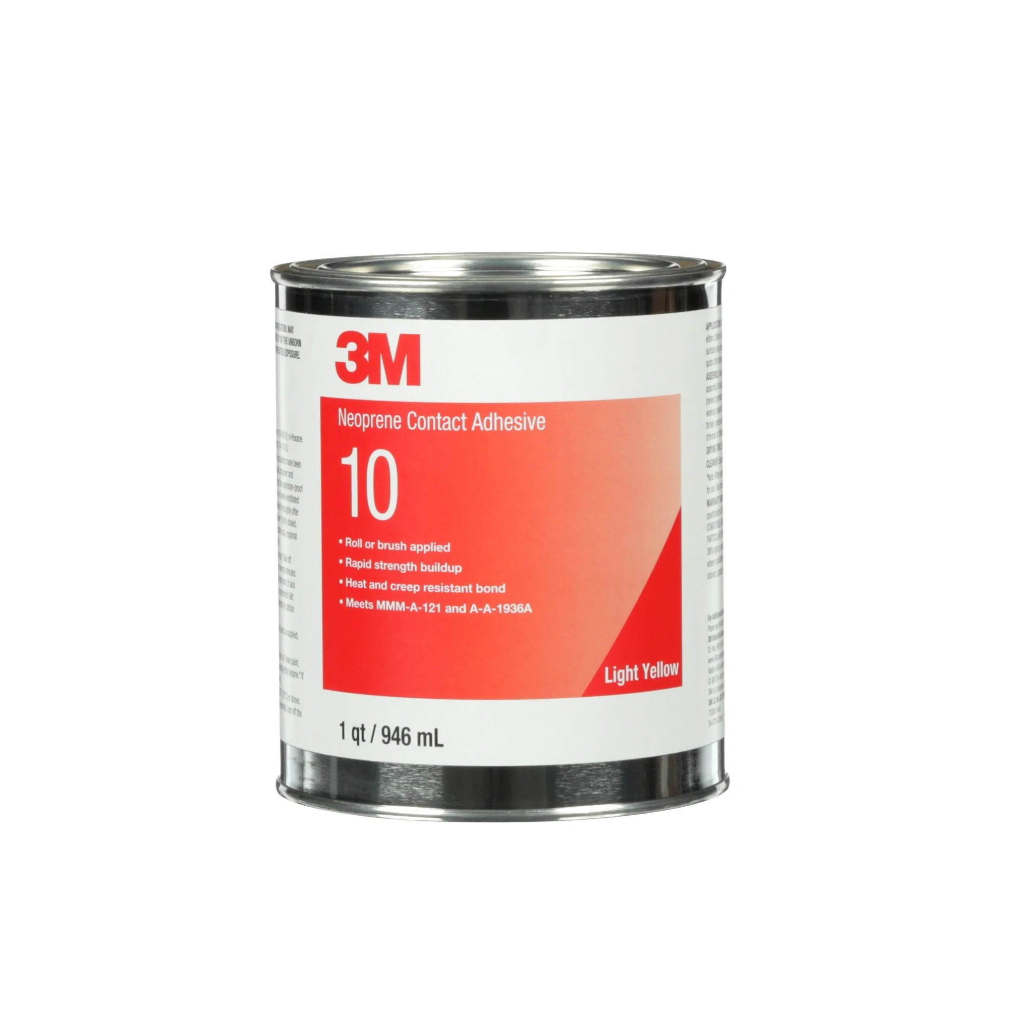 3M Neoprene Contact Adhesive 10, Light Yellow, 1 Quart Can