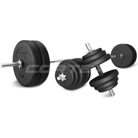 85kg PVC-Coated Barbell & Dumbbell Weight Set, Cortex