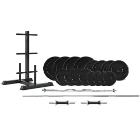 90kg EnduraCast Barbell Weight Set 25mm Plates & Tree - Cortex