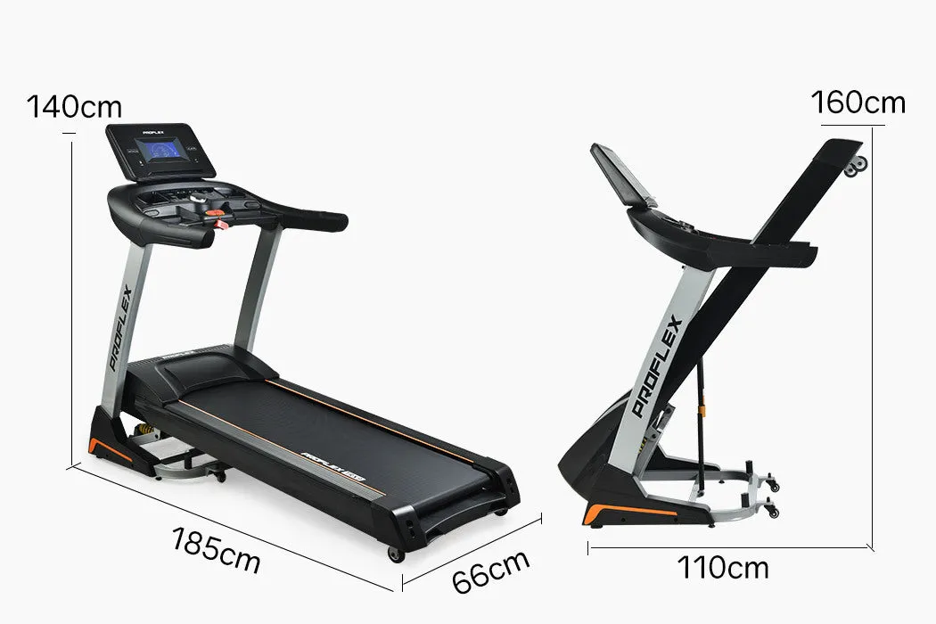 Advanced 4HP Electric Treadmill w/ Auto Incline, HD Suspension - Proflex