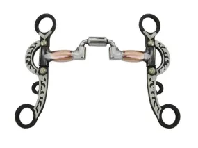 AJ Tack Argentine Engraved Hinged Port Correction Bit with Copper Rollers