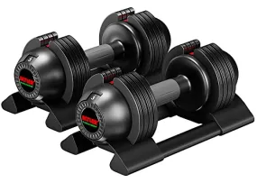 ALTLER Adjustable Dumbbell, 2PCS 22lb Dumbbell Set with Tray for Fitness, Fast Adjust Weight by Turning Anti-Slip Handle, Safety with 8 Lock Slots, Suitable for Men and Women, Black (AL-DB2202)