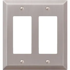 Amerelle 2-Gang Stamped Steel Rocker Decorator Wall Plate, Brushed Nickel