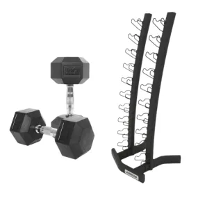 ARROW® 1-10kg Rubber Hex Dumbbell Package with Rack (10 Pair) PRE-ORDER (Estimated February)