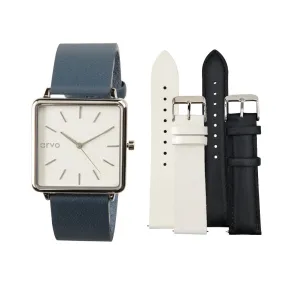 Arvo Women's Time Squared Watch Silver Gift Set