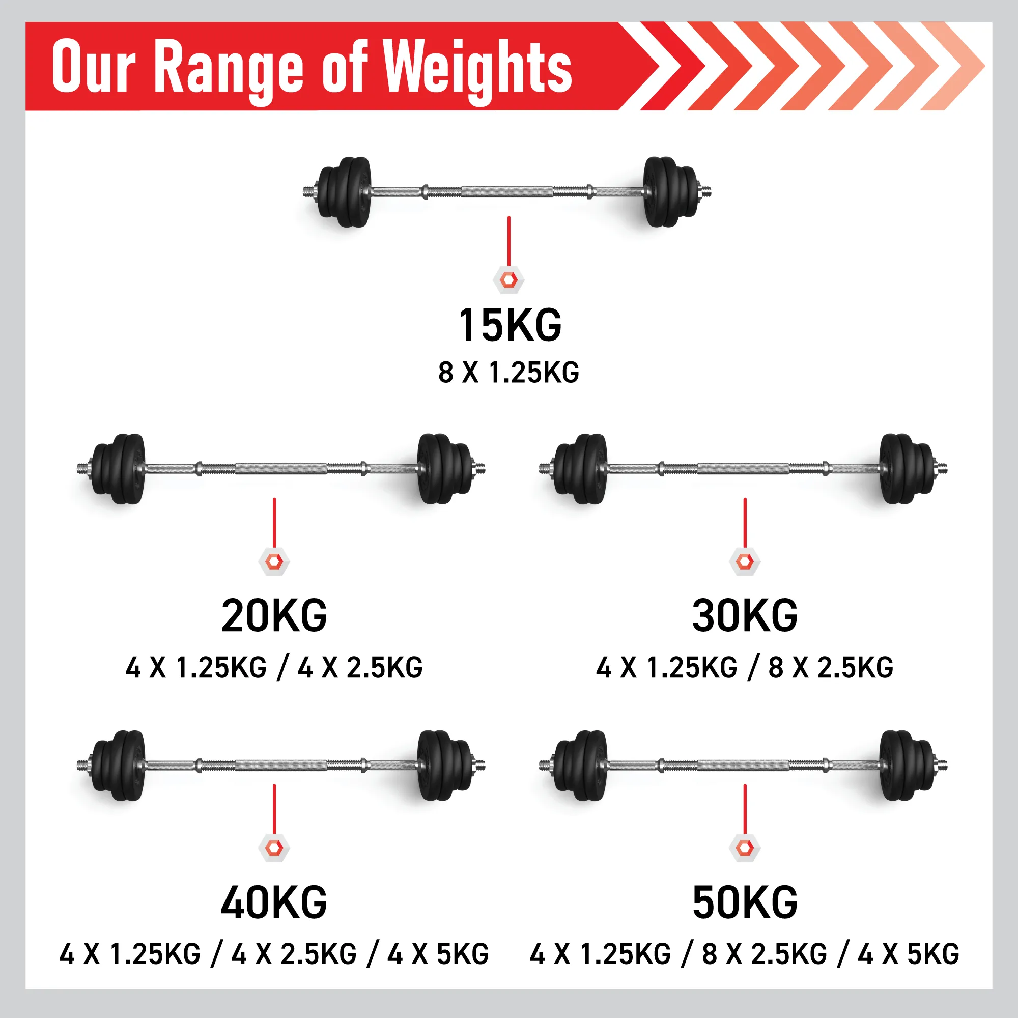 Body Revolution Cast Iron Dumbbell Set 15 kg - 50 kg