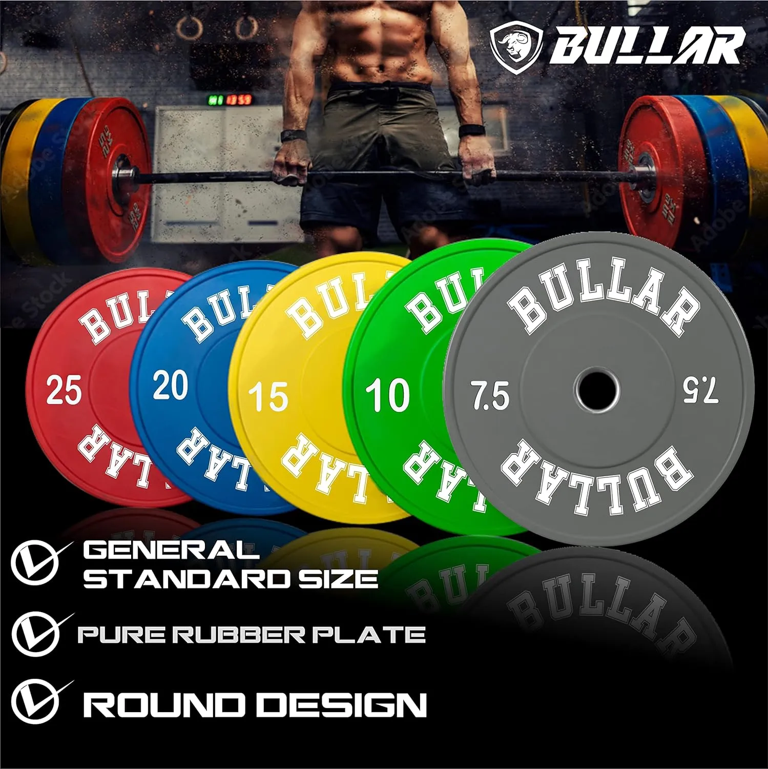 Bumper plates with olympic barbell (70 KG SET(20x2 10x2 5x2))