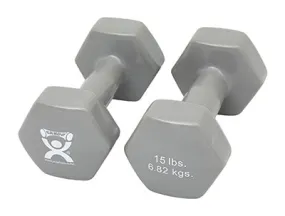 CanDo Vinyl Coated Dumbbell, Silver (15 lb), Pair