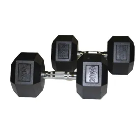 Dumbbells Rubber Coated Hexagon 20kg