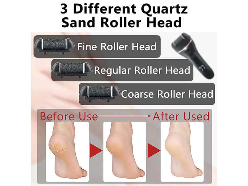 Electric Foot File Pedicure Set with 3 Rollers