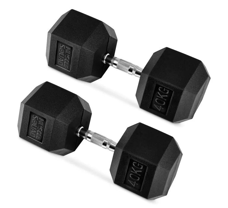 Hex Rubber Dumbbell Pairs