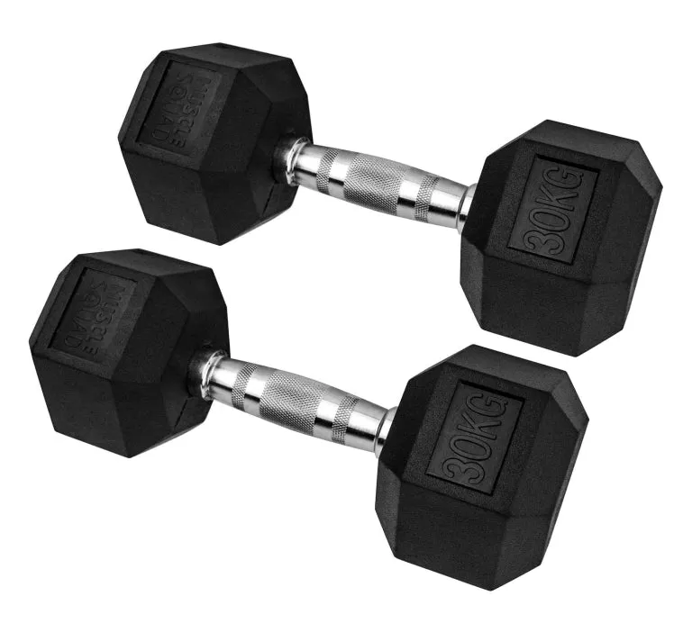 Hex Rubber Dumbbell Pairs