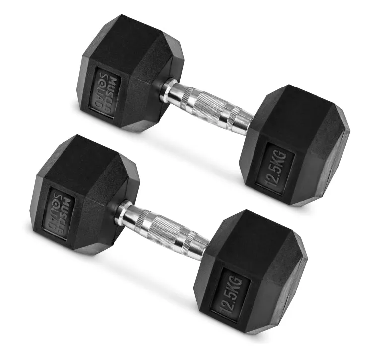 Hex Rubber Dumbbell Pairs