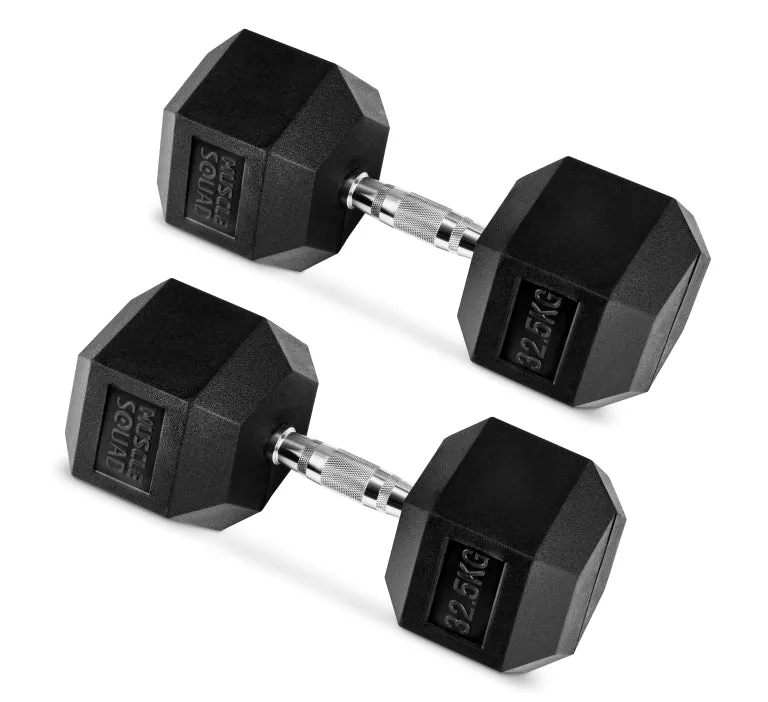 Hex Rubber Dumbbell Pairs