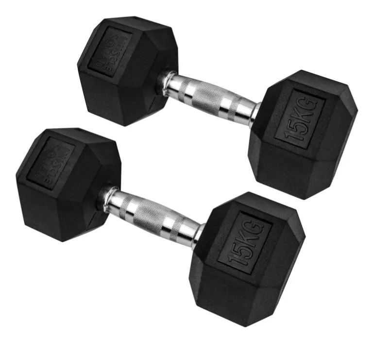 Hex Rubber Dumbbell Pairs