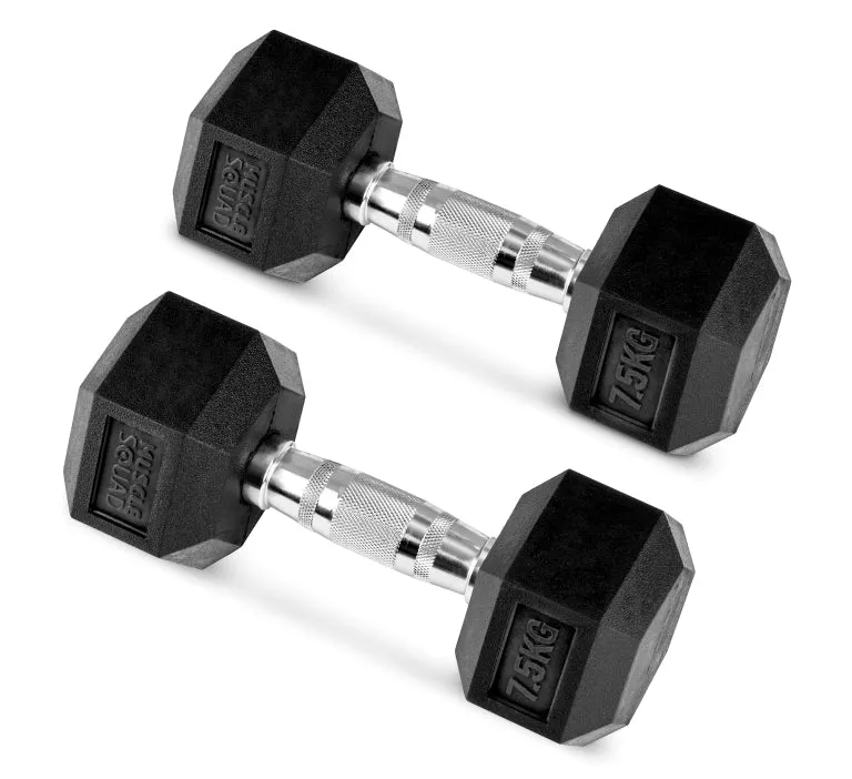 Hex Rubber Dumbbell Pairs