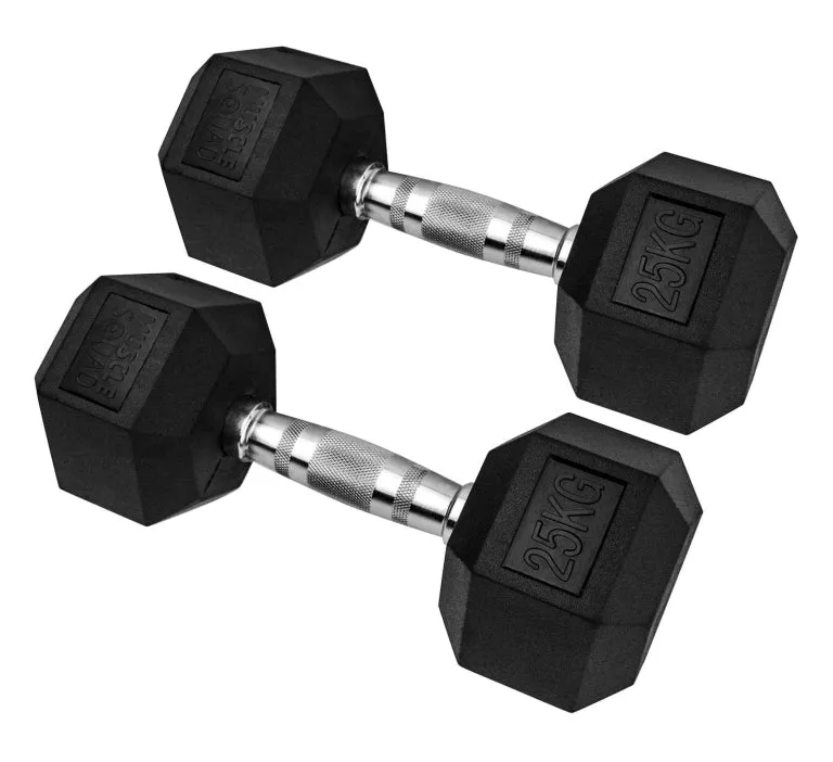 Hex Rubber Dumbbell Pairs