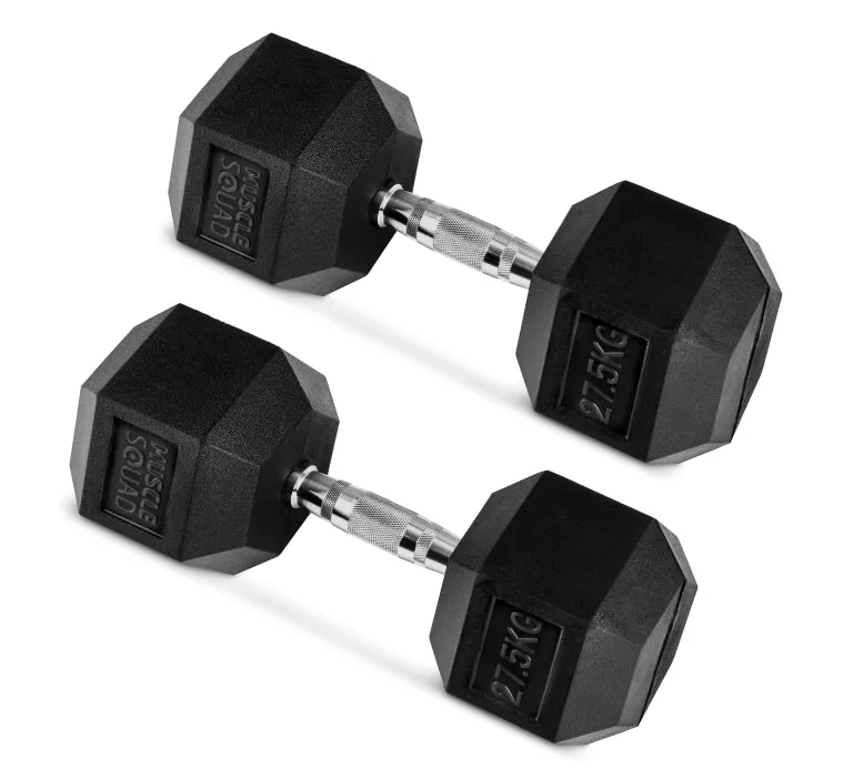 Hex Rubber Dumbbell Pairs