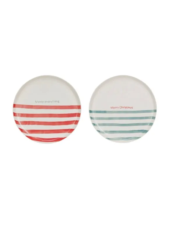 Holiday Stoneware Striped Plate 8.25"