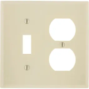 Leviton 2-Gang Plastic Single Toggle/Duplex Outlet Wall Plate, Ivory