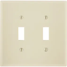 Leviton 2-Gang Plastic Toggle Switch Wall Plate, Ivory