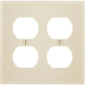 Leviton 2-Gang Smooth Plastic Outlet Wall Plate, Ivory