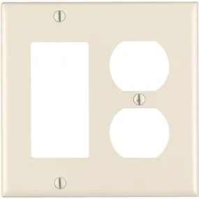 Leviton 2-Gang Smooth Plastic Single Rocker/Duplex Outlet Wall Plate, Light Almond