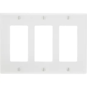 Leviton Decora 3-Gang Smooth Plastic Rocker Decorator Wall Plate, White