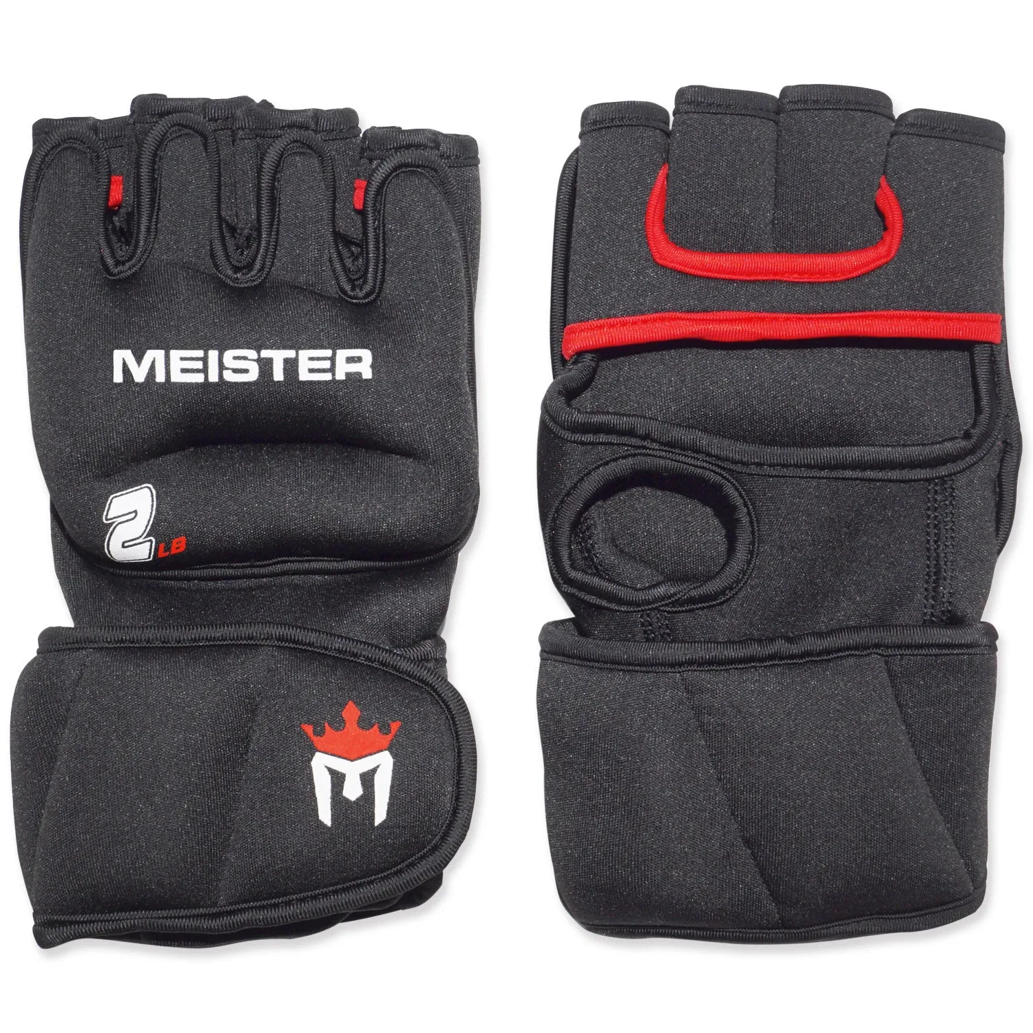 Meister 2lb Neoprene Weighted Gloves - Black/Red (Pair)