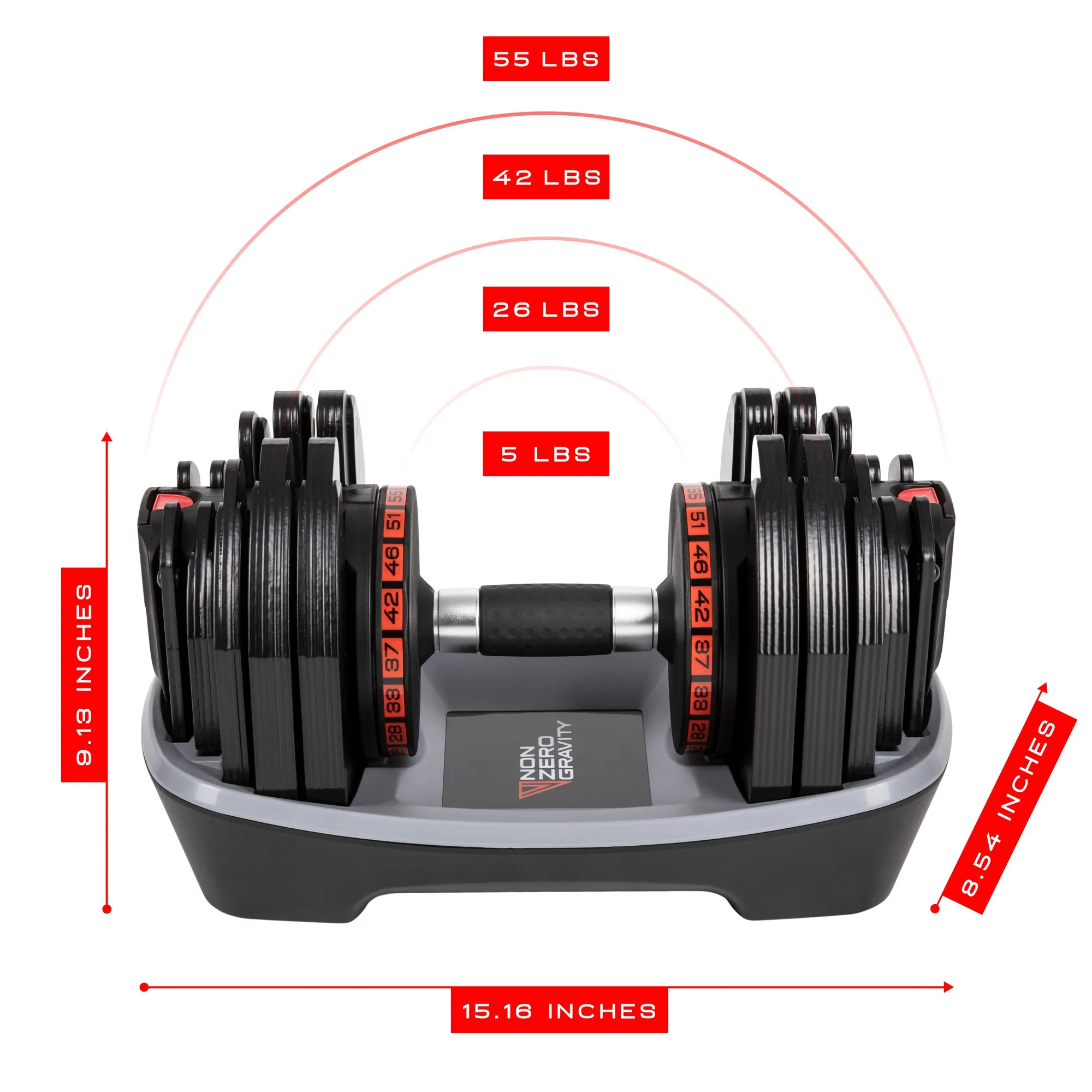 NonZero Gravity PowerDyne 55lbs Adjustable Dumbbell Set - Coal