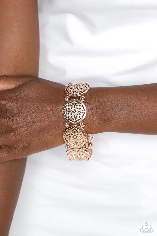 Paparazzi Bracelet ~ Filigree Fanfare - Rose Gold