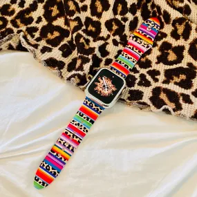 Rainbow Leopard Print Silicone Band For Apple Watch