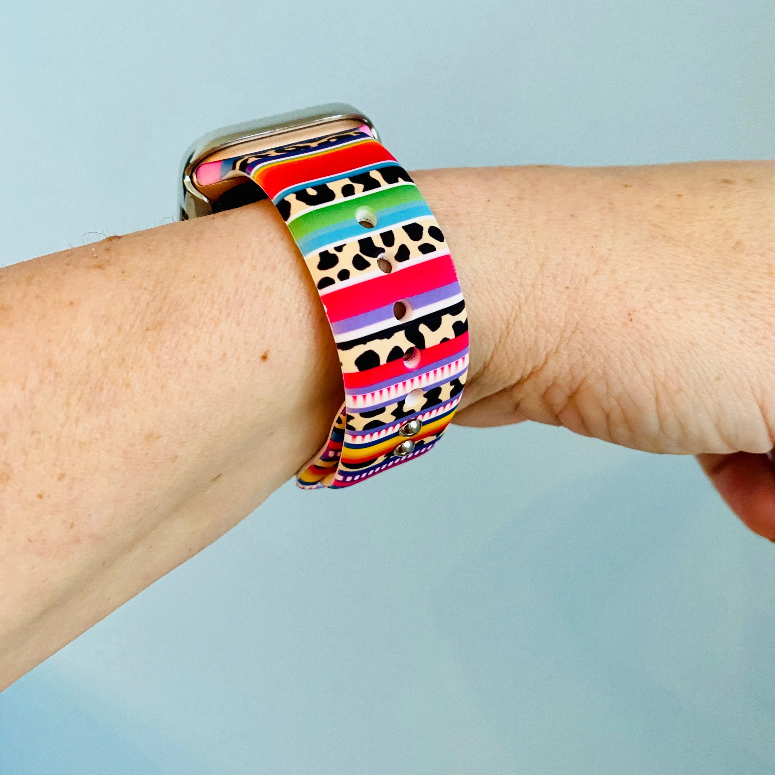 Rainbow Leopard Print Silicone Band For Apple Watch