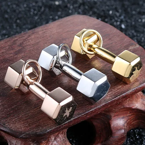 Stylish Titanium Steel Dumbbell Pendant for Fitness Enthusiasts - Unisex Jewelry