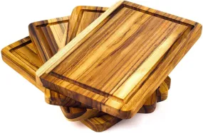 Teak Wood Serving Plate Set - 4 Durable Cheese Plates - 75" X 118"