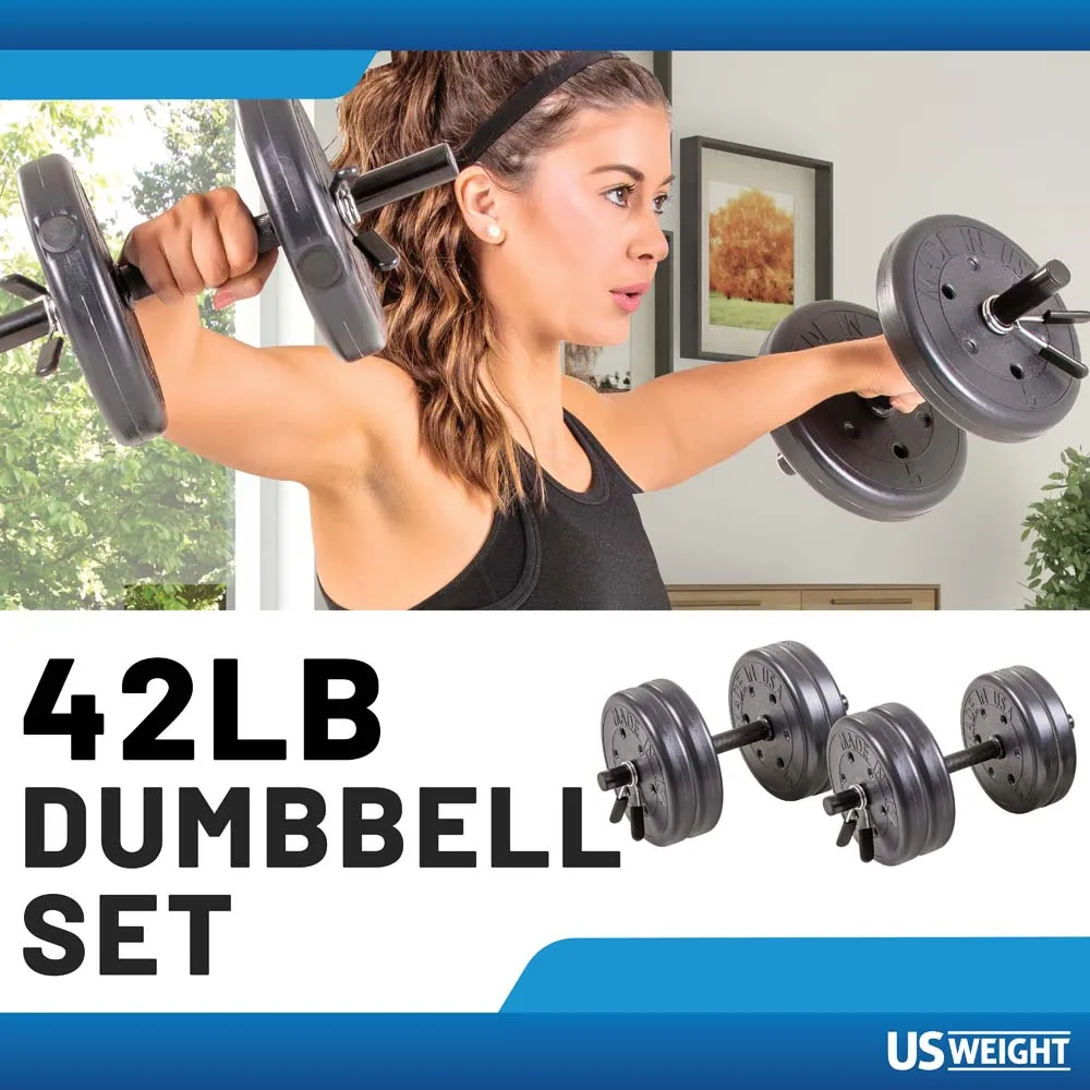 US Weight Adjustable 42LB Dumbbell Set with Spring Clips