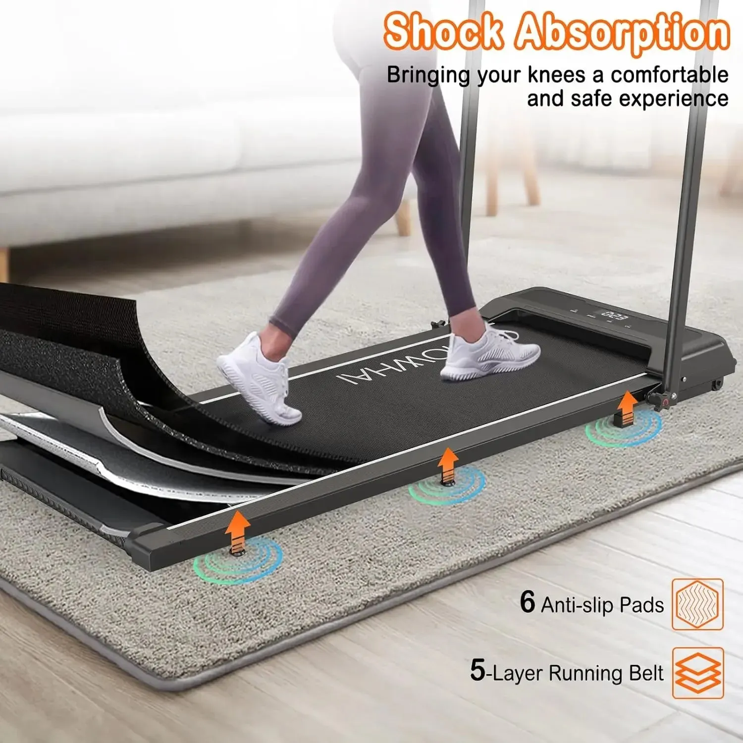 Walking Pad Treadmills for Home with 2.5HP, Speed 6.2-7.6MPH Walking Pad with Handle Bar, Treadmill, Remote