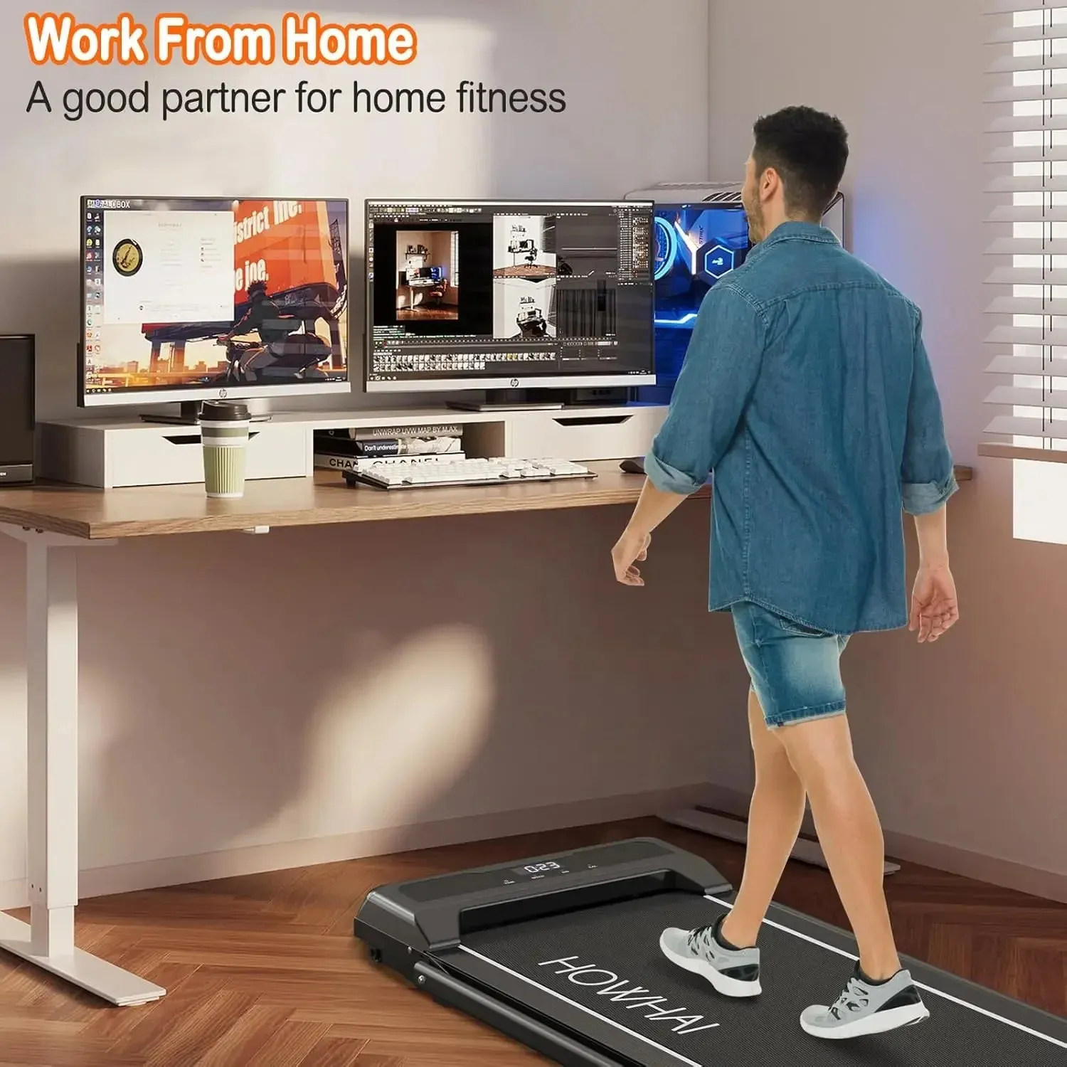 Walking Pad Treadmills for Home with 2.5HP, Speed 6.2-7.6MPH Walking Pad with Handle Bar, Treadmill, Remote