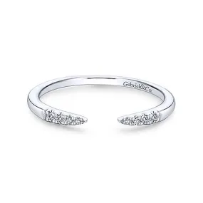 White Gold Open Diamond Tipped Stackable Ring